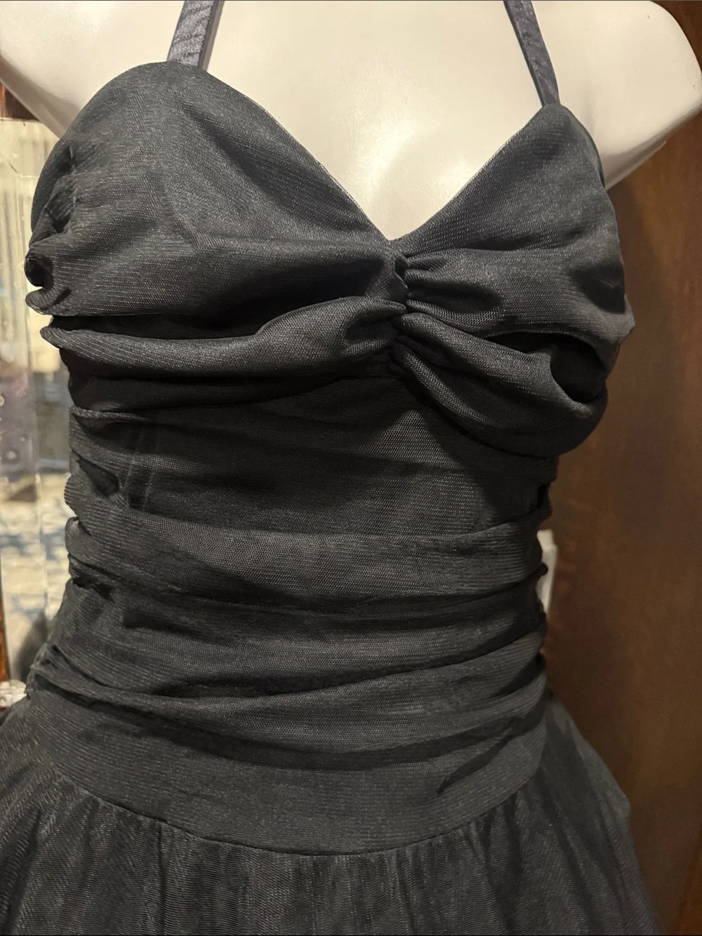 Elegant Black Halter Witch Dress w/ Wig